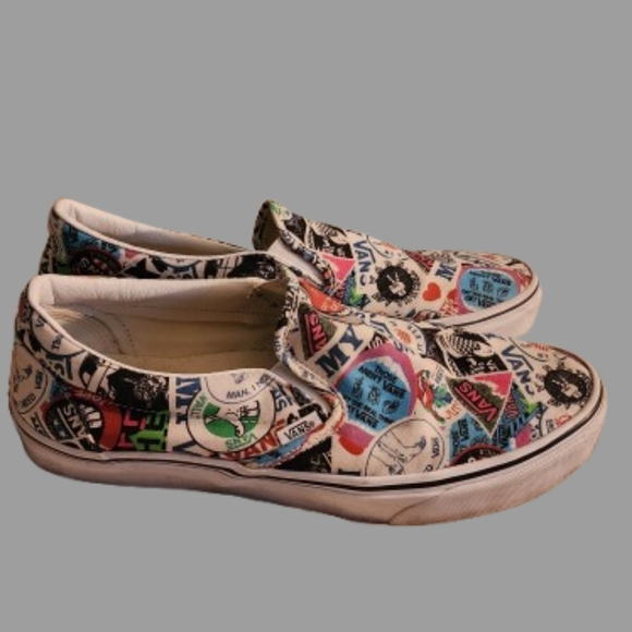 Vans Unisex Classic Mash Up Sticker Slip-ons - Sz. 10.5 (M)/12 (W) - Picture 2 of 7